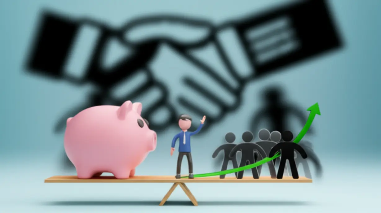A-3D-illustration-showing-a-person-managing-their-money-wisely-and-choosing-positive-relationships-for-stability.