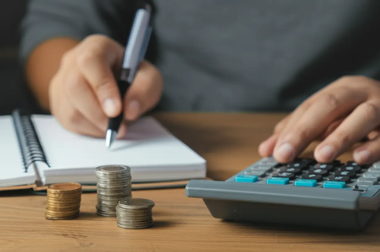 Hand-writing-in-a-budget-planner,-illustrating-budgeting-and-saving.