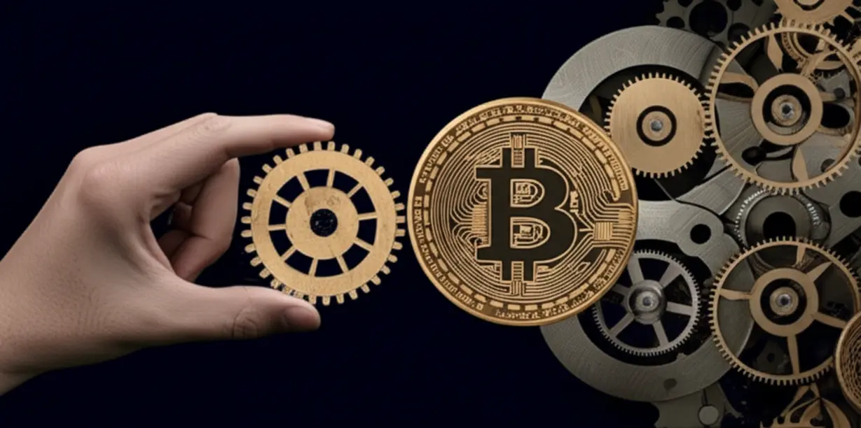 스테이블코인을-상징하는-톱니바퀴가-금융-시스템-기계-장치-근처에-있는-이미지