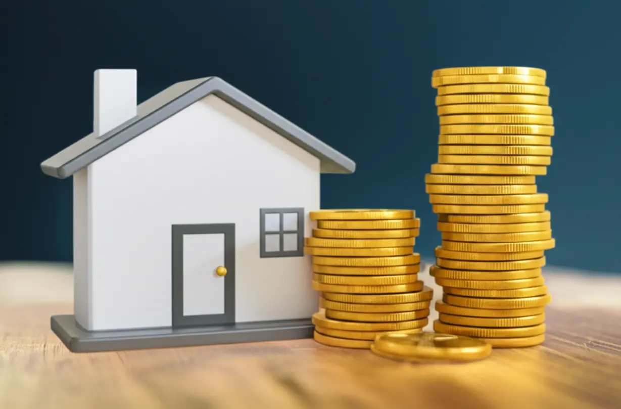 Cute-3D-representation-of-savings-or-financial-benefits-for-a-home-purchase.