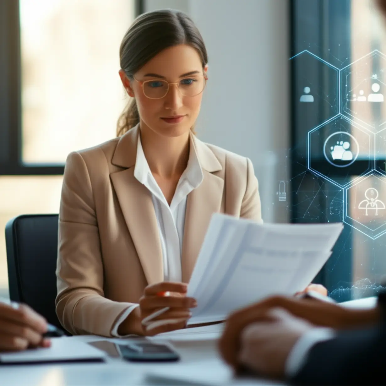 3D-illustration-of-a-woman-working-in-a-modern-office-setting.