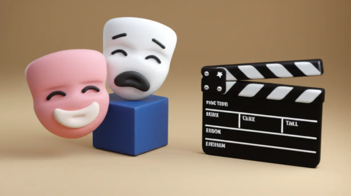 배우-손은서-씨의-다양한-연기-활동과-작품-세계를-나타내는-귀여운-3D-이미지입니다.-작은-가면과-영화-촬영-도구가-보입니다.