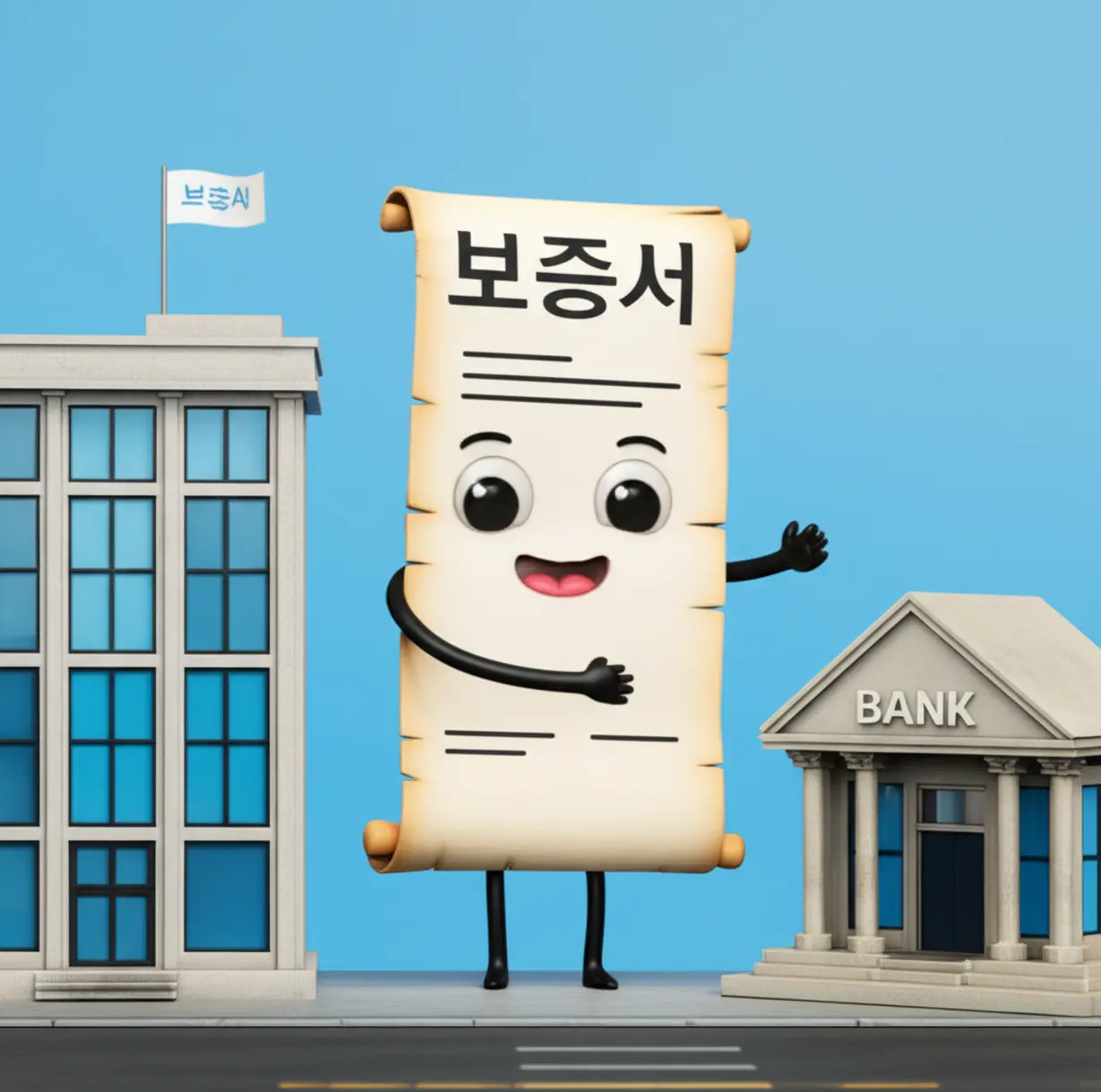 신용보증기금-정부가-사업자대출-보증서를-제공하는-모습을-그린-귀여운-3D-그림