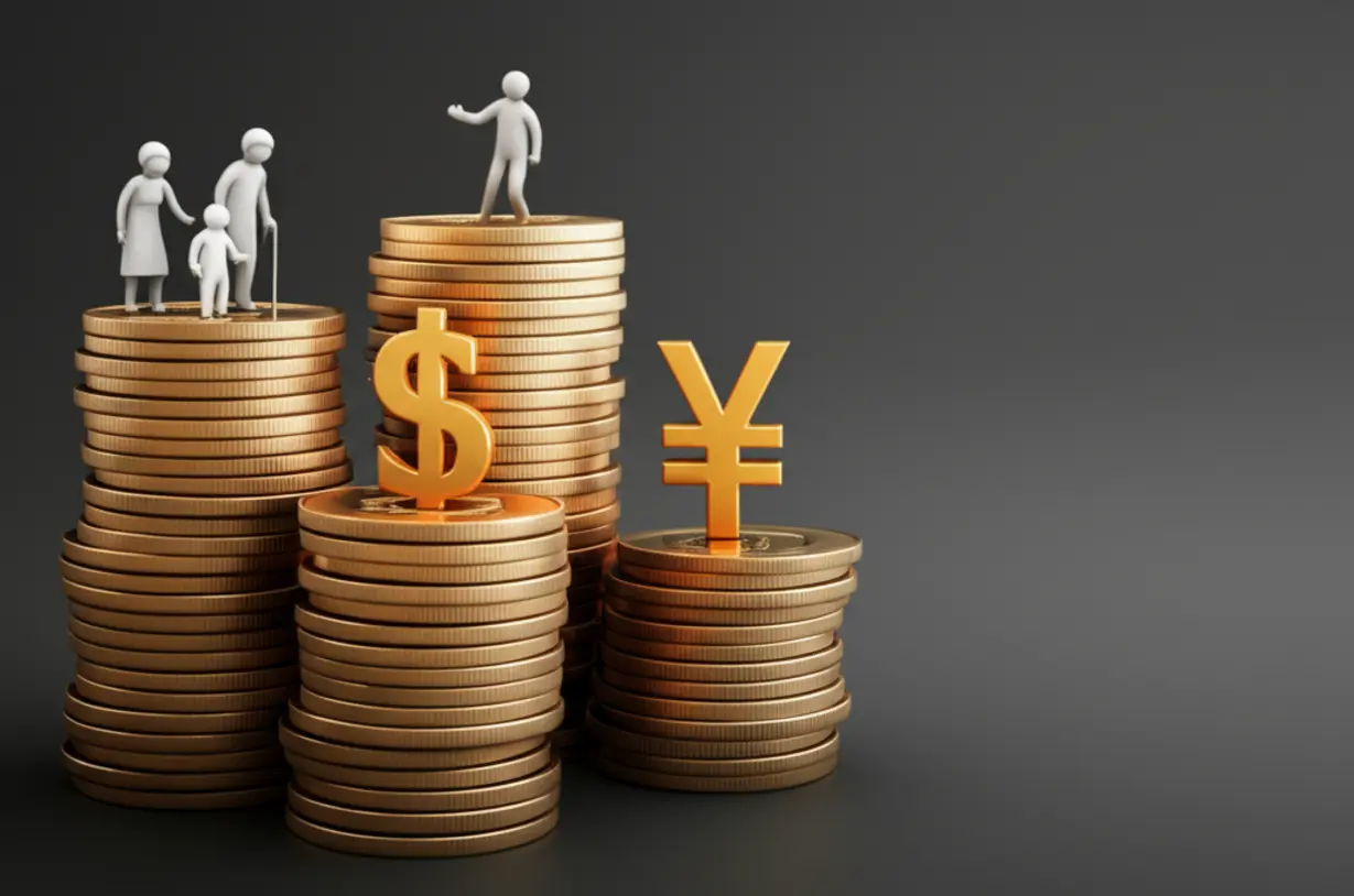 Cute-3D-illustration-showing-simple-figures-representing-different-family-members-next-to-stacks-of-coins,-symbolizing-energy-voucher-eligibility-and-support-amount.