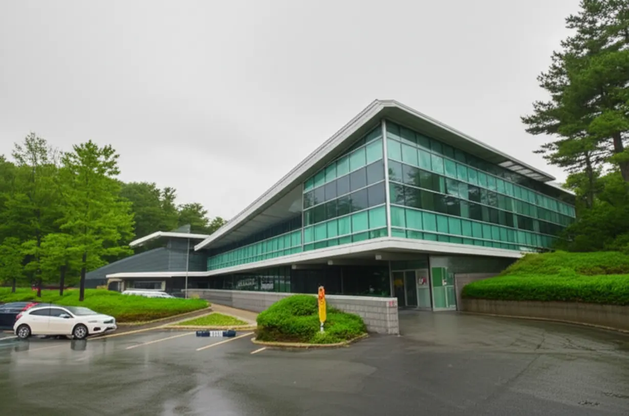 Modern-building-exterior-of-the-Seoul-Water-Recycling-Experience-Center-with-parking.