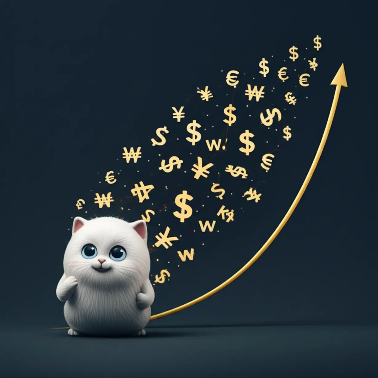 통화-기호와-투자-심볼이-안정적인-주식-시장-그래프로-흐르는-귀여운-3D-이미지