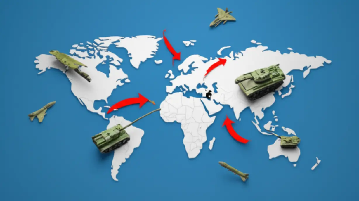 Cute-3D-world-map-showing-demand-for-Korean-weapons-from-various-regions.