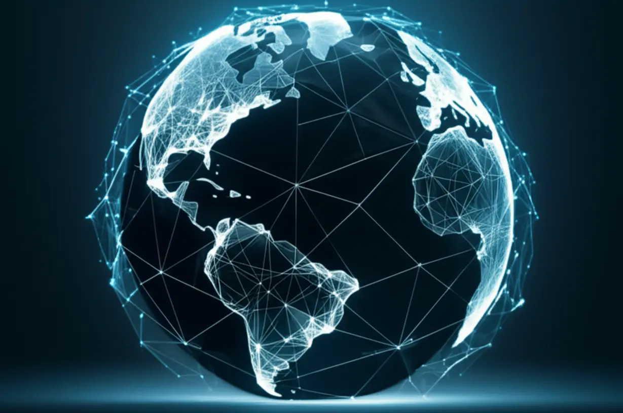 작은-빛나는-점들이-연결된-선들이-지구본을-감싸는-이미지.-방탄소년단-뷔-씨의-전-세계적인-영향력을-표현합니다.