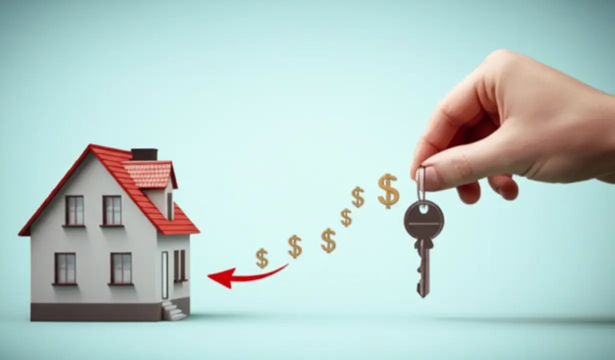 집주인-주택에서-세입자에게-돈이-화살표로-전달되는-3D-이미지.-전세퇴거자금대출의-자금-흐름을-쉽게-보여줍니다.