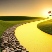 3D-illustration-of-a-difficult-path-turning-into-a-smooth,-prosperous-road.