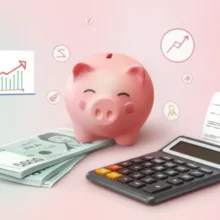 Cute-3D-illustration-of-cash,-calculator,-smartphone-with-tax-graph,-and-a-receipt,-representing-tax-benefits.