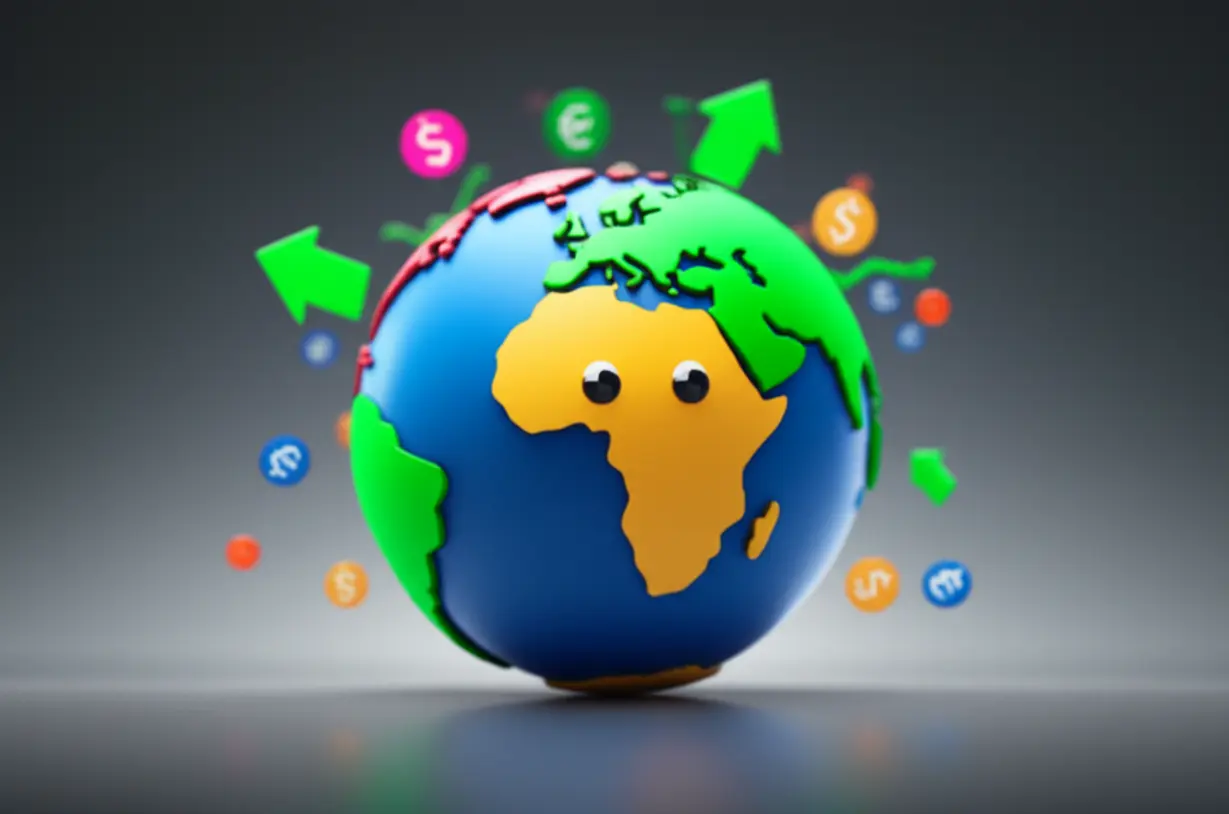 선진시장,-신흥시장-등으로-구분된-지구본과-금융-심볼이-있는-귀여운-3D-이미지