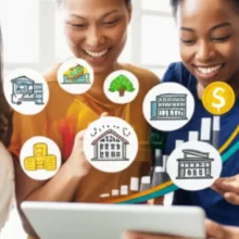 사람들이-태블릿으로-리츠-투자-상품을-살펴보는-모습