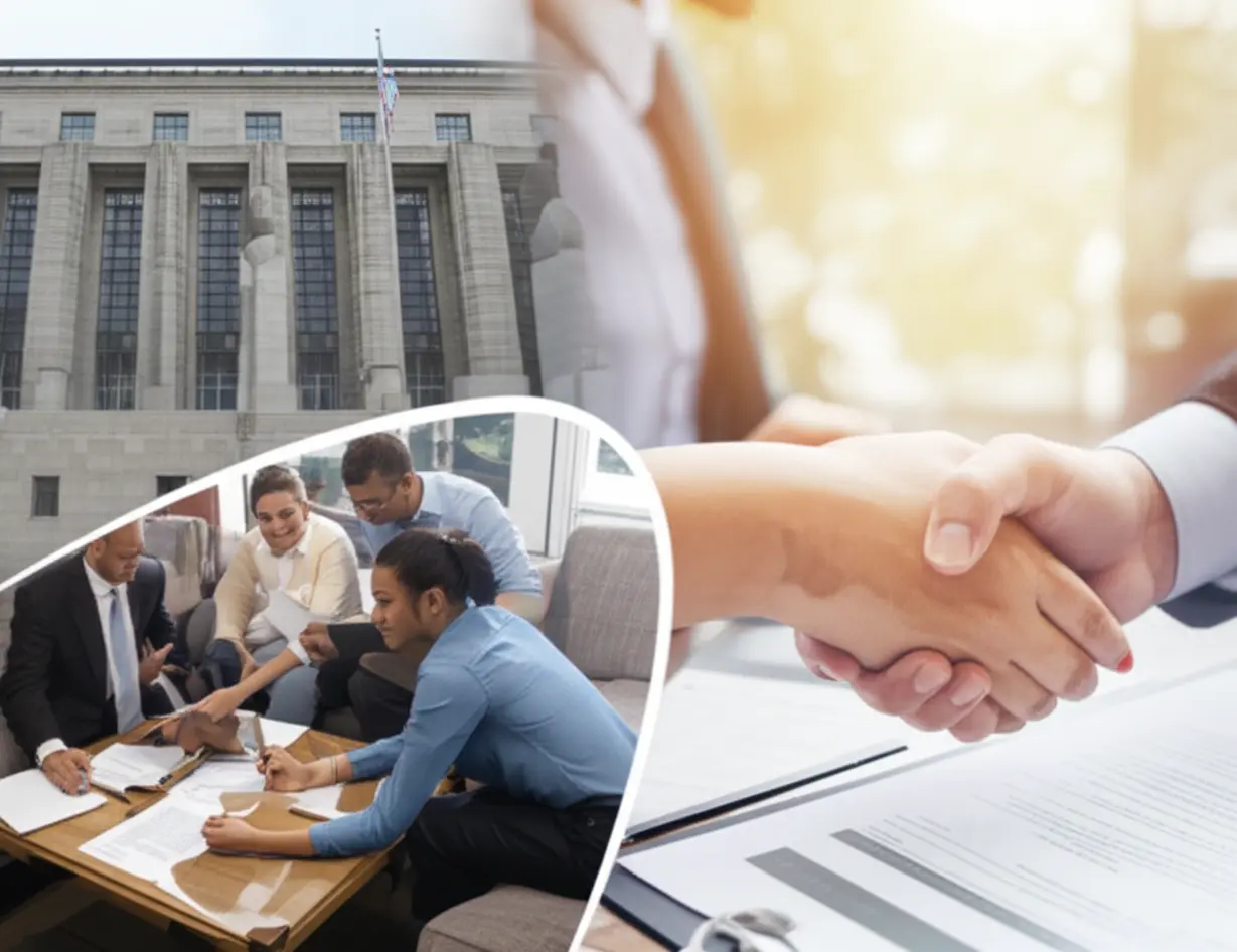 Images-representing-different-reasons-for-changing-apartment-ownership,-such-as-family-discussion,-contract-signing,-and-legal-buildings.