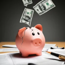 깨지는-저금통과-서류들-사업자-명의-대여의-위험을-상징