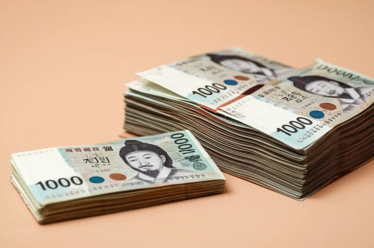 Two-piles-of-money,-showing-a-larger-pile-for-saving-and-a-smaller-pile-for-spending.