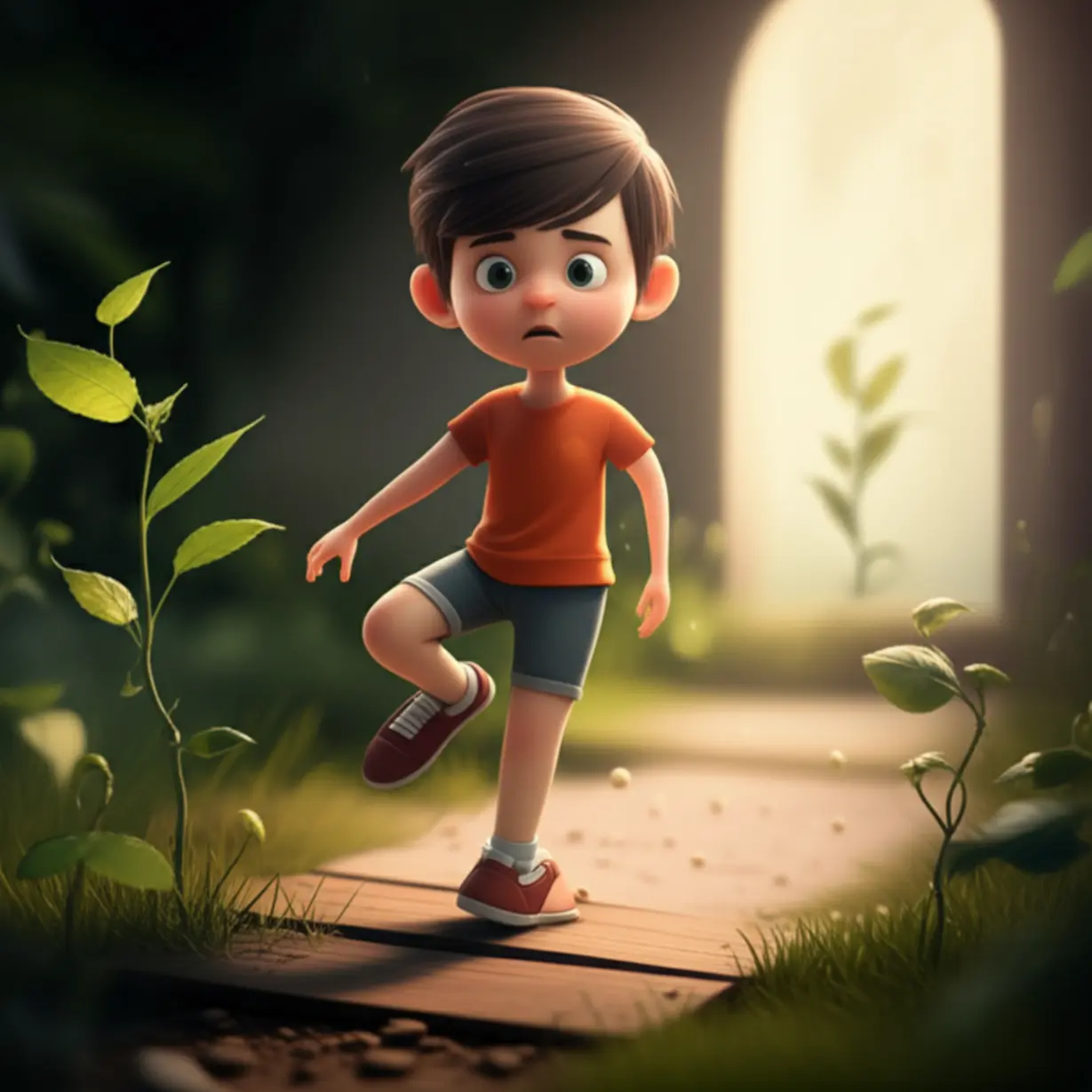 A-3D-illustration-of-a-young-person-bravely-taking-on-a-new,-slightly-challenging-situation.