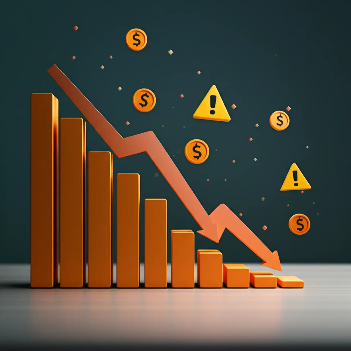 Downward-financial-charts-affected-by-a-corporate-split-announcement.