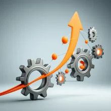 Cute-3D-image-showing-stock-market-rise-connected-to-family-and-corporate-symbols.