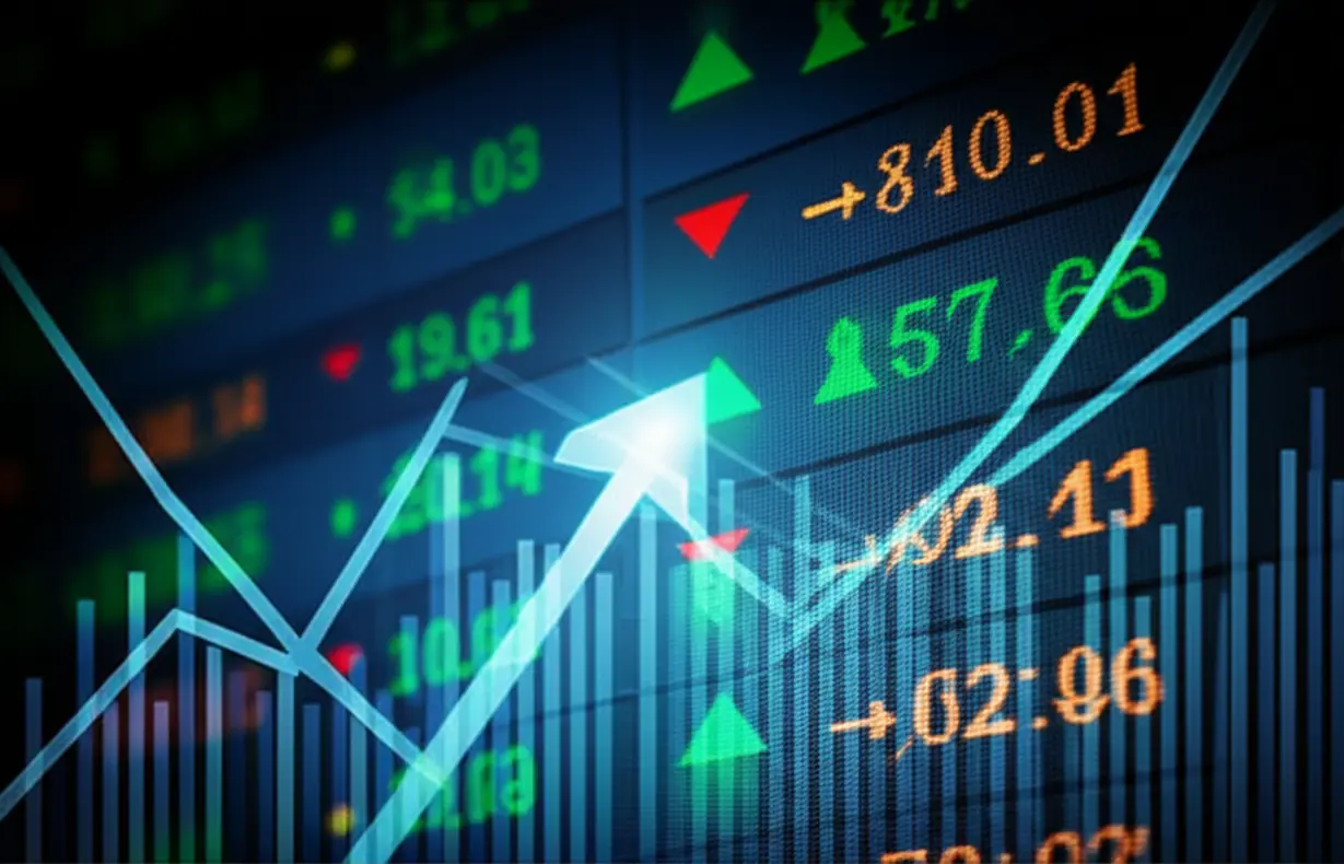 Digital-stock-market-screen-showing-a-rapid-price-increase.