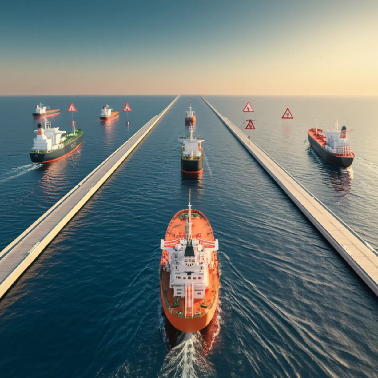 호르무즈-해협의-지정학적-중요성과-유조선-통행을-나타내는-이미지