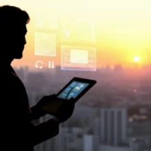 A-person-looking-towards-a-sunrise,-symbolizing-new-opportunities-and-the-start-of-a-productive-day.