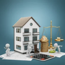 Cute-3D-characters-interacting-with-tax-documents-and-apartment-building-representing-property-tax-concepts.