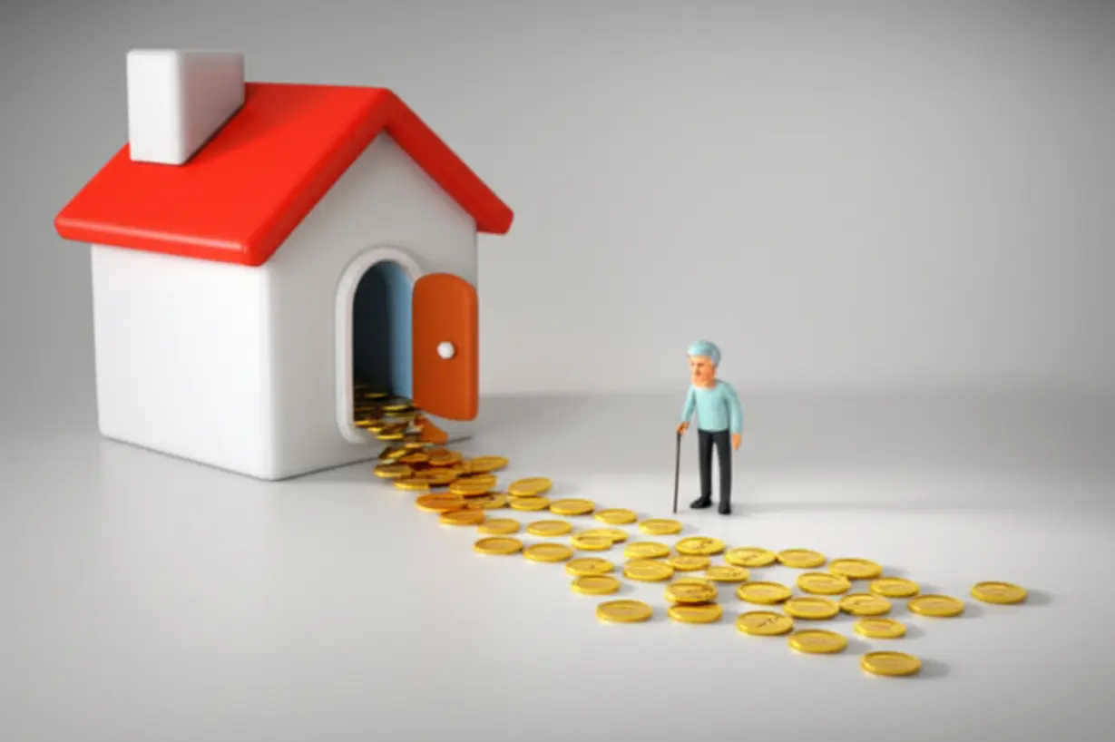 집에서-돈이-흘러나오는-모습을-통해-주택연금-제도를-표현한-귀여운-3D-이미지