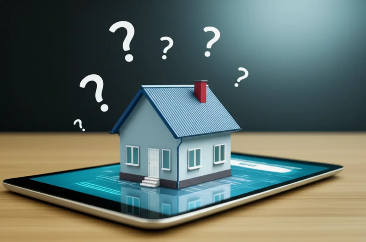 A-house-on-a-screen-with-a-calculation-result,-representing-an-online-calculator