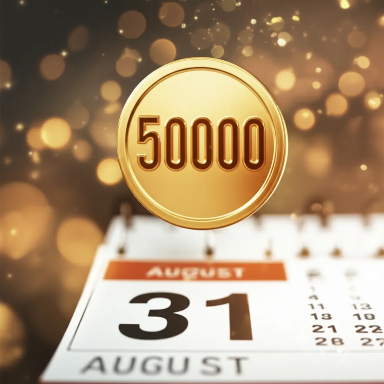 50000 Won Coin with August 31 Calendar