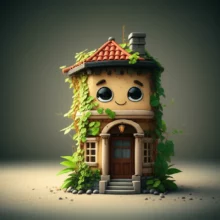 작고-튼튼한-건물을-둘러싼-돈나무가-자라는-모습의-귀여운-3D-그림.-건물-투자의-성장과-재산-증식을-상징합니다.-부동산-재테크-성공-이미지.