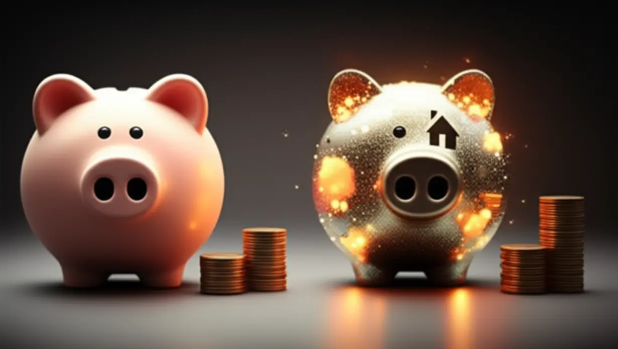 일반-저금통과-더-많은-혜택이-있는-빛나는-저금통이-나란히-있는-모습으로,-청년-주택드림-통장의-특별함을-보여줍니다.