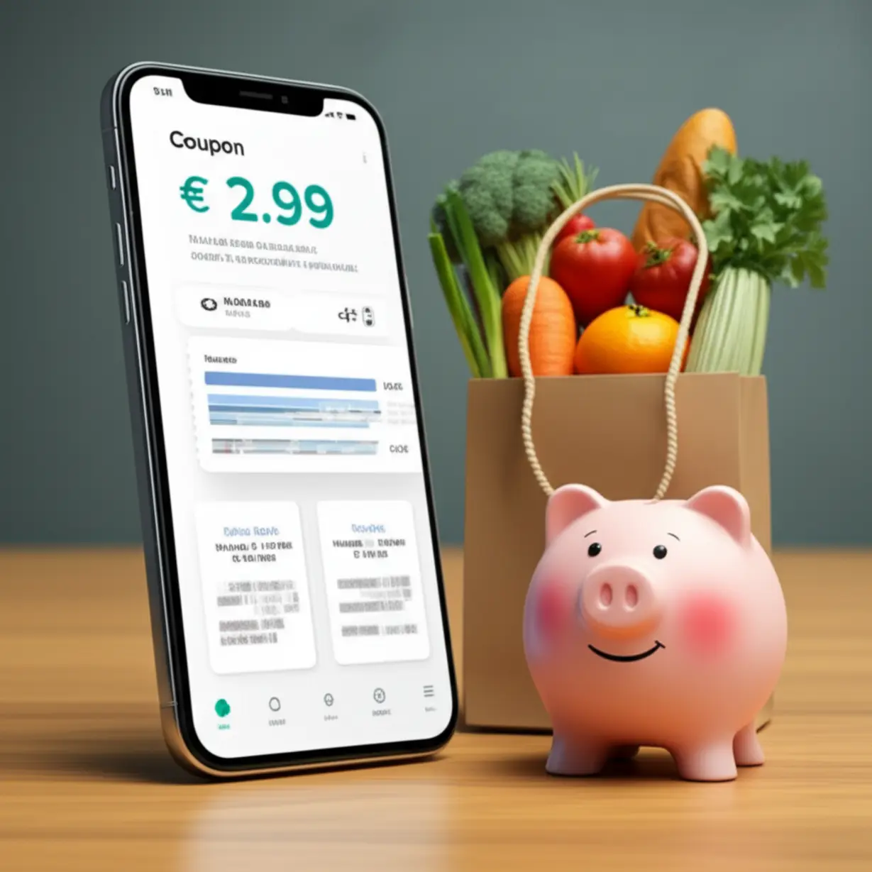 민생회복-소비쿠폰-잔액을-확인하는-스마트폰-화면과-저금통,-식료품이-담긴-쇼핑백-3D-이미지.-쿠폰-확인-방법과-현명한-소비를-장려.