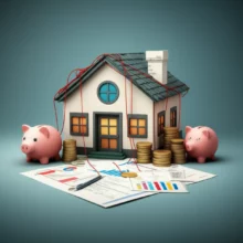 내집마련을-위한-한국-부동산-대출-규제와-주택담보대출-정책을-귀여운-3D-집과-서류들로-표현한-이미지입니다.-정부-부동산-대책의-복잡성을-보여줍니다.