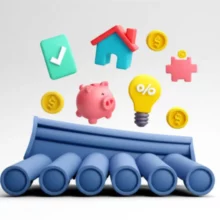 2025년-차상위계층-조건-충족-시-받을-수-있는-정부-지원-혜택을-상징하는-귀여운-3D-아이콘-(주택,-저금통,-통신,-전기-등).