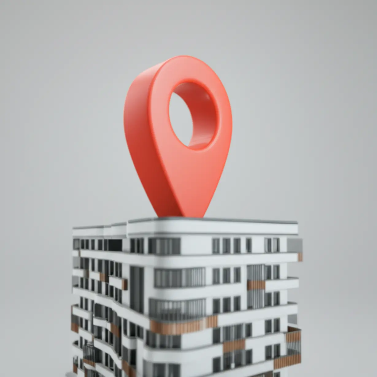 서울-강동구-둔촌동-올림픽파크포레온-아파트의-위치를-나타내는-귀여운-3D-지도-핀-아이콘과-건물-모형입니다.