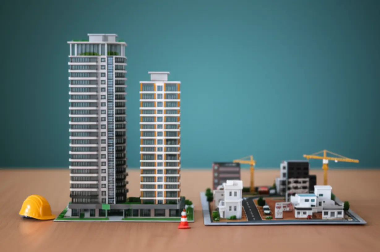재건축-아파트와-재개발-지역을-귀여운-3D-미니어처로-표현한-이미지.-재개발-보상금의-배경을-설명합니다.