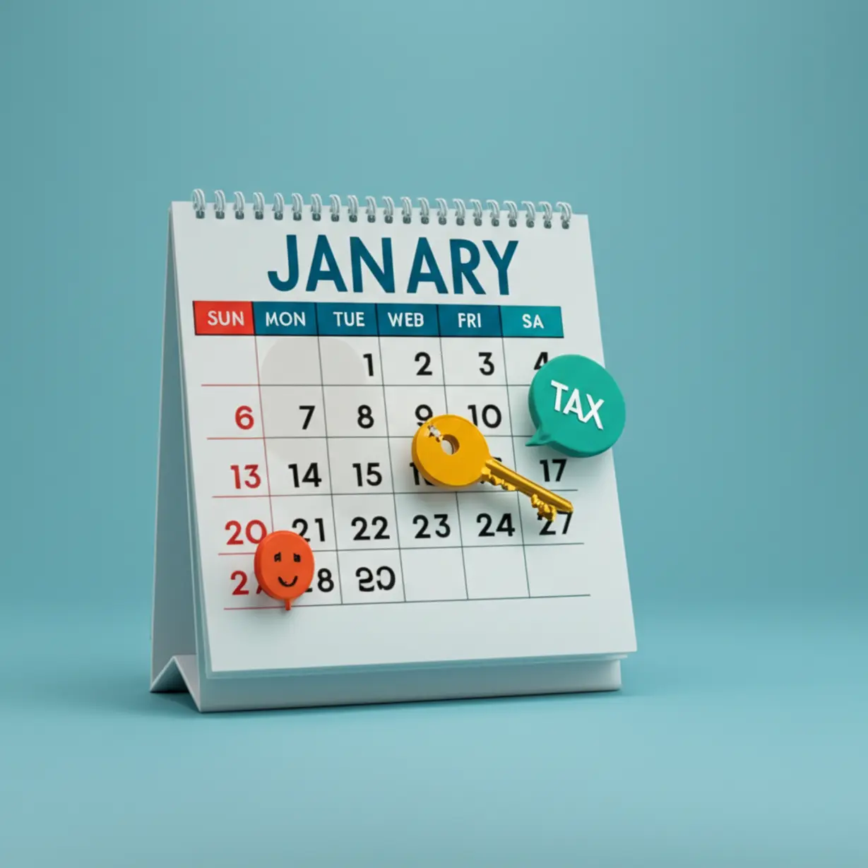 달력에-1월과-7월이-표시된-귀여운-3D-그림.-부가가치세-신고-기간을-알려주는-달력-모양입니다.