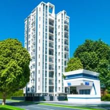 깔끔하고-현대적인-3D-미니어처-아파트-건물과-아담한-분양홍보관이-어우러진-풍경.-내집마련-성공을-위한-모델하우스와-분양홍보관의-차이점을-상징적으로-보여줍니다.