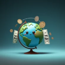 카카오뱅크-해외송금-수수료-인하로-전-세계-어디든-간편하게-돈을-보내는-모습을-표현한-이미지