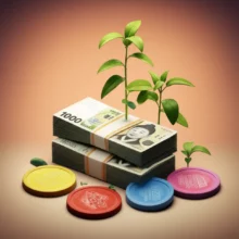 민생회복-소비쿠폰과-서울사랑상품권,-1만원권-지폐가-함께-있는-3D-이미지,-경제-회복과-희망을-상징합니다.