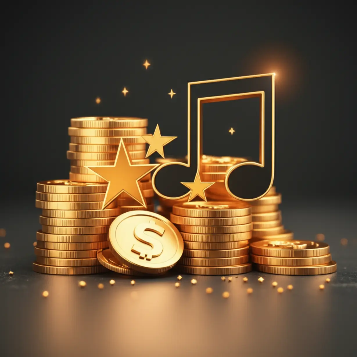 로제-님의-성공적인-활동으로-예상되는-경제적-성과와-재산-수준을-상징하는-귀여운-3D-이미지.-빛나는-금화와-성공을-나타내는-상징들이-음악-노트-옆에-쌓여-있습니다.