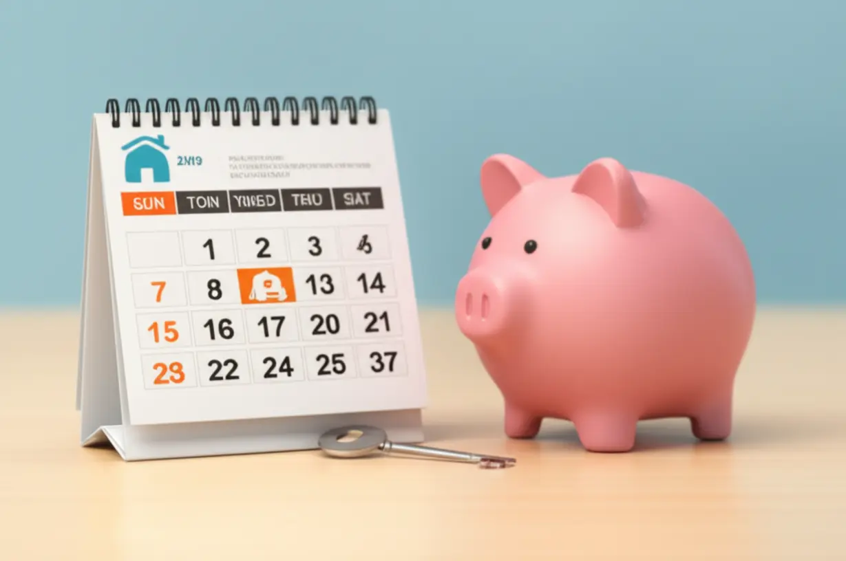 실거주-의무를-피하는-갭투자-예약-전략을-보여주는-3D-이미지.-미래-날짜가-표시된-달력과-열쇠가-놓여있습니다.