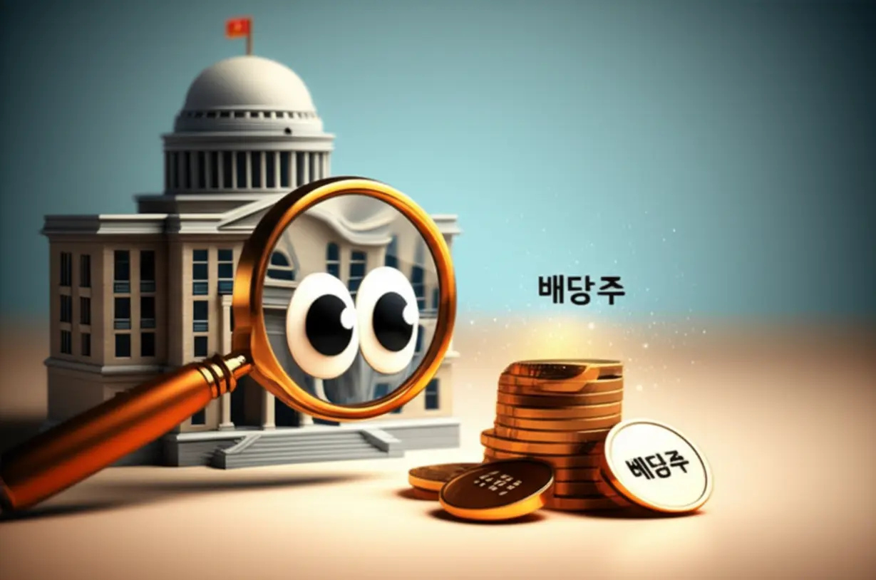 작은-정부-건물-위로-놓인-돋보기가-