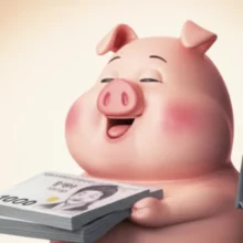 핑크색-저금통이-웃으며-한국-지폐를-들고-있는-모습.-8월-31일이-표시된-작은-달력이-함께-있어-민생지원금과-8월-마감-혜택을-연상시킵니다.