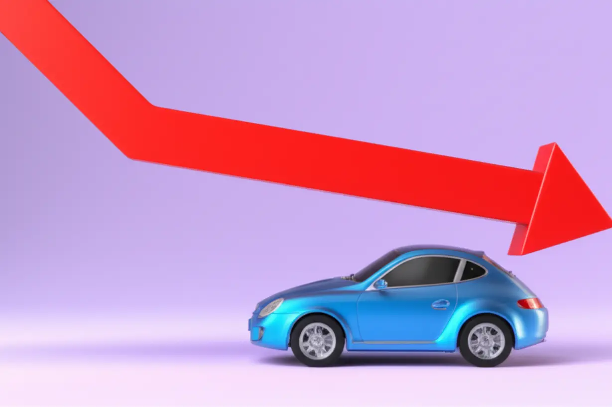 관세율-하락을-나타내는-곡선-아래를-부드럽게-지나는-귀여운-3D-자동차-이미지,-일본의-관세-인하-사례가-한국에-미칠-긍정적인-영향을-상징합니다.