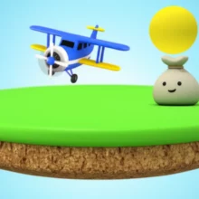 귀여운-비행기가-제주도를-나는-모습-옆에-돈-주머니가-있는-3D-그림입니다.-롯데관광개발-실적과-여행-회복-기대를-표현합니다.