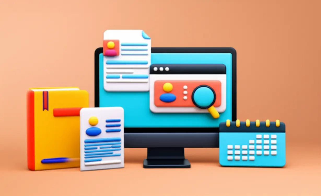 실업급여-2차-실업인정을-위한-구직활동을-상징하는-귀여운-3D-이미지.-취업-준비-활동들을-모아-보여줍니다.