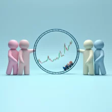 콜마홀딩스-주가-차트-위-롤러코스터와-움직이는-귀여운-도형들.-콜마-경영권-분쟁으로-인한-주가-변동성을-보여줍니다.