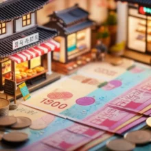 민생회복-소비쿠폰-꾸러미와-소상공인-상점들이-어우러진-3D-이미지.-쿠폰-사용처를-쉽게-알려주는-안내서-같은-느낌을-줍니다.-지역경제-활성화-상징.